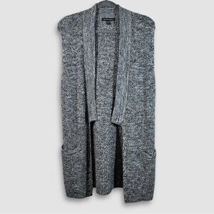 Banana Republic Knitted Gray Open Front Cardigan Merino Wool Blend Size Medium